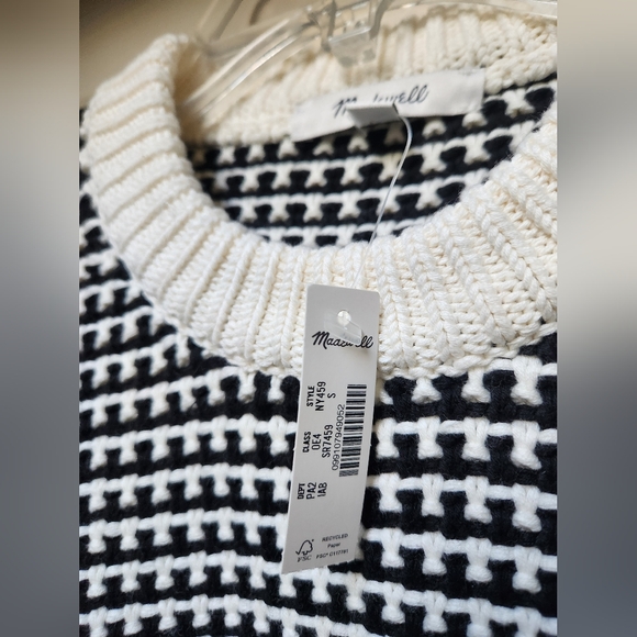 Madewell Textured Stitch Sweater In Black and White, Size Small NWT - Picture 3 of 6